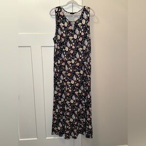 Talbots Floral Maxi Dress - Black, Pink, Cream